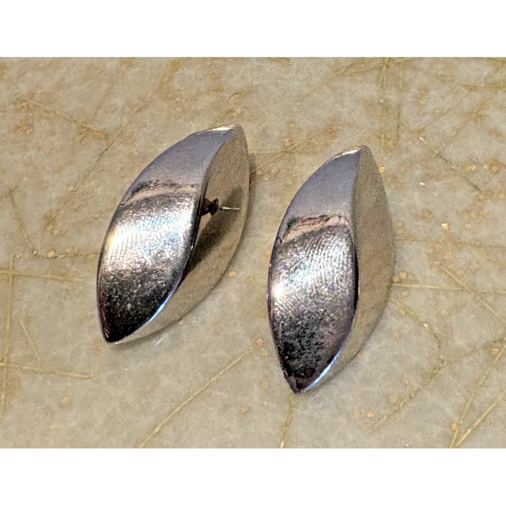 Vintage Napier Silver Tone Modernist 1.5" Drop Earrings‎